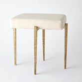 LAFORGE BENCH-ANTIQUE GOLD W/MUSLIN CUSHION - Hedi's Furniture