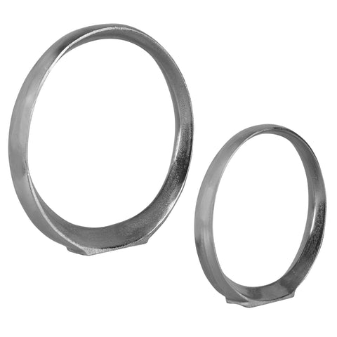 Orbits Ring Sculptures, Nickel, S/2 - Hedi's Furniture
