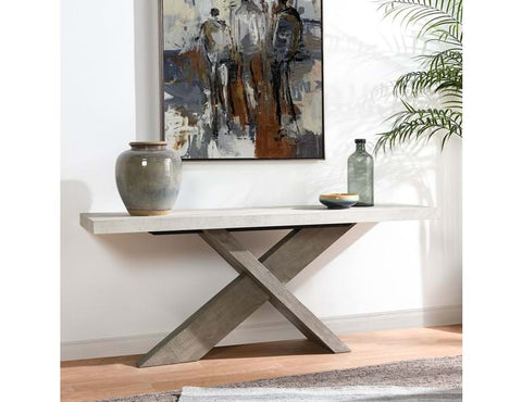 DURANT RECLAIMED PINE 72" CONSOLE TABLE DISTRESSED GRAY/WEATHERED CHALK - Hedi's Furniture