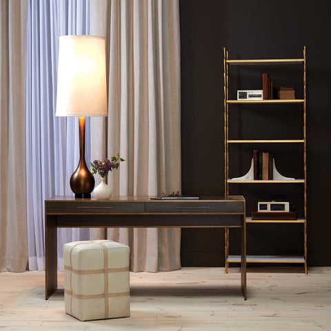 BELTED POOF-IVORY HAIR ON HIDE LEATHER - Hedi's Furniture