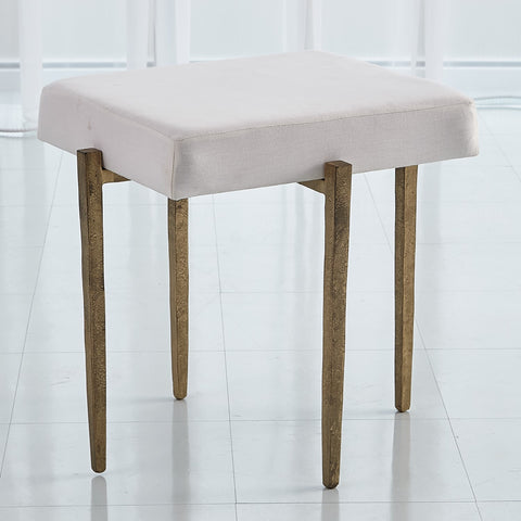 LAFORGE BENCH-ANTIQUE GOLD W/MUSLIN CUSHION - Hedi's Furniture