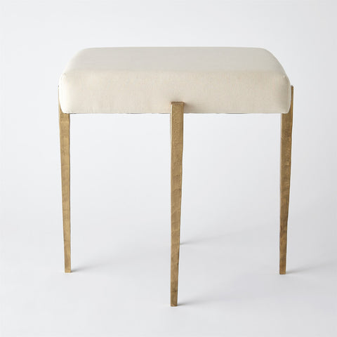 LAFORGE BENCH-ANTIQUE GOLD W/MUSLIN CUSHION - Hedi's Furniture