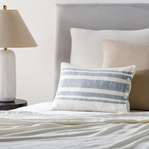 Linen Stripe Buttoned PILLOW