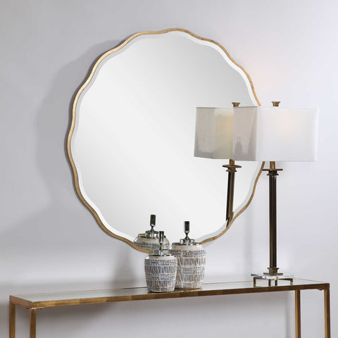 ANETA ROUND MIRROR, GOLD - Hedi's Furniture