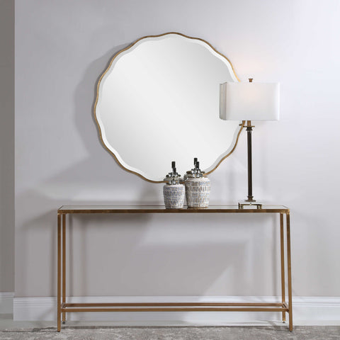 ANETA ROUND MIRROR, GOLD - Hedi's Furniture