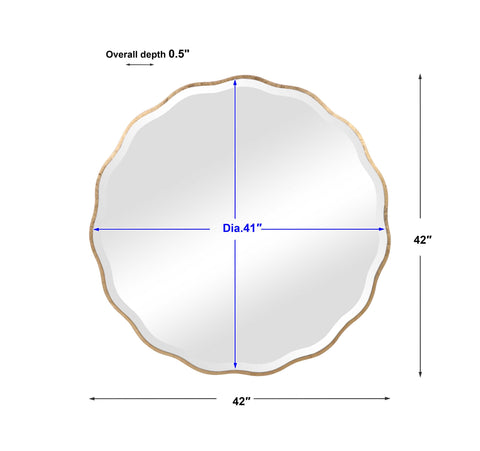 ANETA ROUND MIRROR, GOLD - Hedi's Furniture