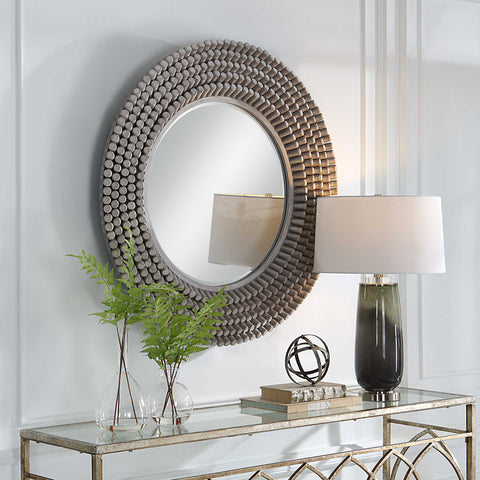 PORTSIDE ROUND MIRROR, GRAY - Hedi's Furniture