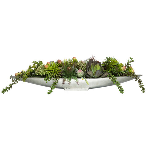 Sm Silver Boat w/mixed succ - Hedi's Furniture